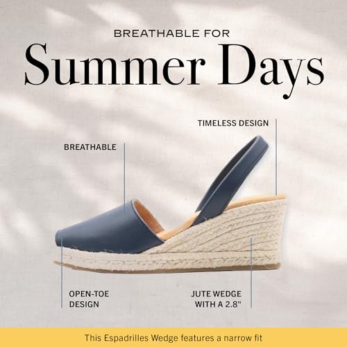 Image of Espadrilles Wedges for Women, Dressy Soft Leather Peep Toe Womens Espadrille Sandals, Comfortable Casual Summer Slip On