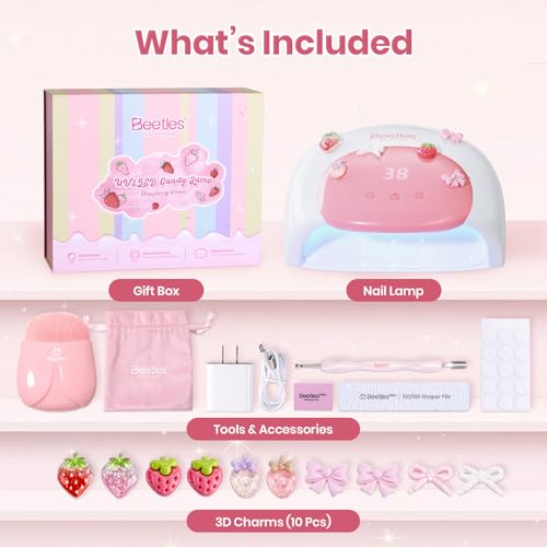 Image of Beetles UV Nail Lamp, Candy White Gel Nail Light with 3 Timer 30 /60 /90s and Countdown Display LED Nails Lamps for Gel Polish Smart Sensor Larger Space Nails Dryer Flash Cure DIY Tools Gifts for Women