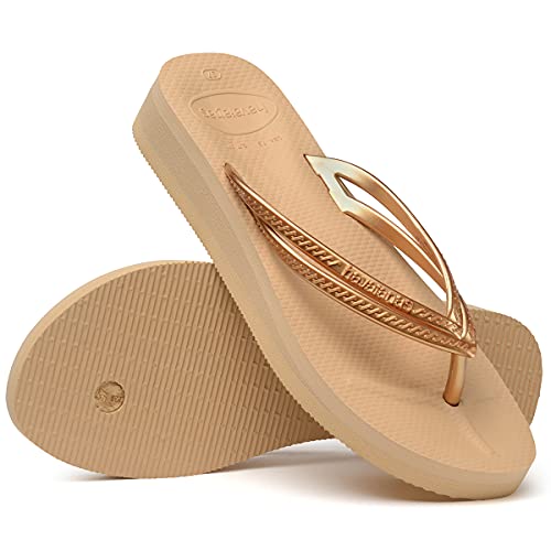 Chinelo Wedges, Havaianas, Feminino, Dourado, 42