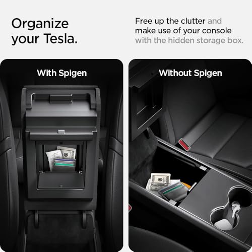 Image of Spigen One-Tap Hidden Storage Box for Tesla Model Y (2020-2024) & Model 3 (2017-2023) [Not for Model Y Juniper (2025 /26) and Model 3 Highland (2024 /25)] | Only Model Y (2020-24) & Model 3 (2017-23) - Not for Model Y Juniper (2026 /25) and Model 3 Highland (2026 /25 /24)