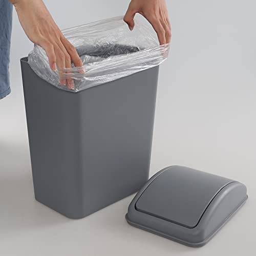 Caneca de basura con tapa basculante 16 L gris Wekioger miniatura 4