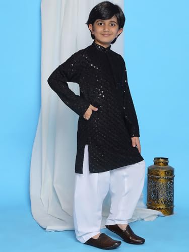 Image of AJ DEZINES Kids Kurta Pajama Set For Boys | Embroidery Chikankari Kurta Set | Traditional & Festive Outfit | Cotton Stylish Boys Kurta Pyjama | Perfect For Festivals Wedding & Family Function