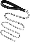 JuWow Chain Dog Leash | Metal Stainless Steel Links,Heavy Duty Chew Proof Pet Lead with Reflective P