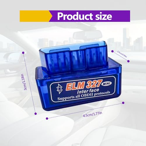 Mini ELM327 OBDII Car Auto Diagnostic Scanner, Professional Car Bluetooth Failure Detector Scan Tool and Code Reader Compatible with Android Windows Devices