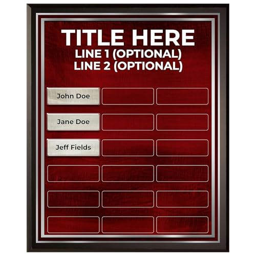 DIY Perpetual Plaque Award Kit | No Engraving Costs | Employee Recognition | Employee of The Month | Employee of The Year | Best of The Best | Achievement Awards (18 Plate, Red and Silver)