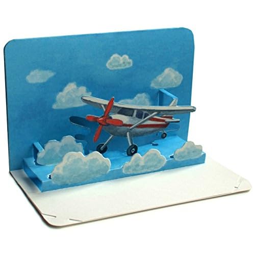 "NUR FLIEGEN IST SCHÖNER": Pop-Up-Karte / 3 D-Faltkarte von einem kleinen Flugzeug - ideal als Reisegutschein oder als Gutschein-Karte für einen Flug/Urlaub