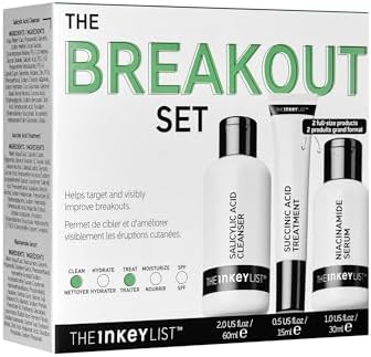 The INKEY List Acne Treatment Set โ Salicylic Acid Cleanser, Niacinamide Serum & Succinic Acid Spot Treatment โ Clears Acne, Breakouts & Blemishes โ Skincare for Oily, Acne-Prone Skin