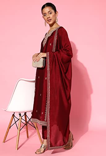 Image of LYMI LABEL Kurta Palazzo Set For Women - Poly Georgette Foil Printed Regular Fit A-Line Kurta Palazzo Set For Women