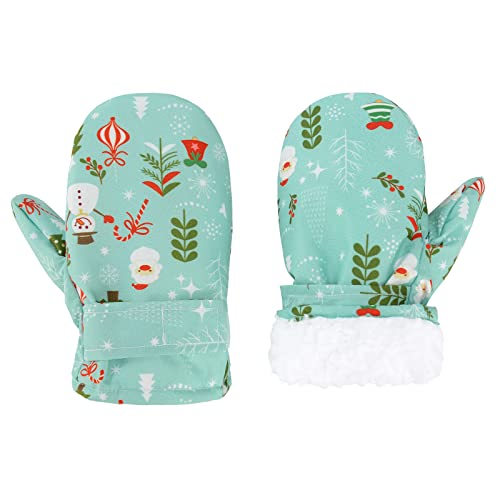 Image of American Trends Lined Fleece Toddler Mittens Winter Warm Gloves Child Ski Waterproof Snow Baby Mittens for Boys Girls, Christmas Man, M (Fits 2-3 Years)
