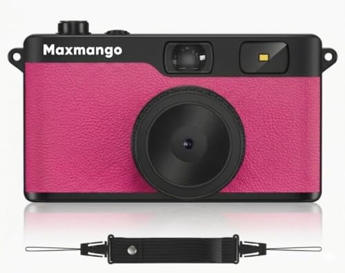 Maxmango D53 Vintage Digital Camera - Retro Digital Camera 12MP Screenless Vintage Camera Disposable Camera Replacement Includes 8GB SD Card Pink