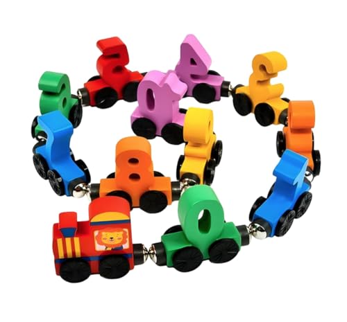 Wooden Magnetic Number Adventure Game Train Set for 1-3 Year Olds, Montessori Learning Toy for Boys and Girls, Educational 0-9 Number Toy