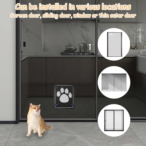 Haustierklappe Fliegengittertür 29 x 24cm, Katzenklappe Fliegengitter Atmungsaktiv mit Magnetverschluss, Hundeklappe Fliegengittertür Robust für Katzen Kleine Hunde