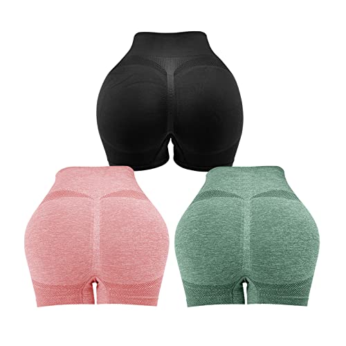 sicoozoe Shorts femininos de 3 peças para levantamento de bumbum, shorts de ioga com controle de bar