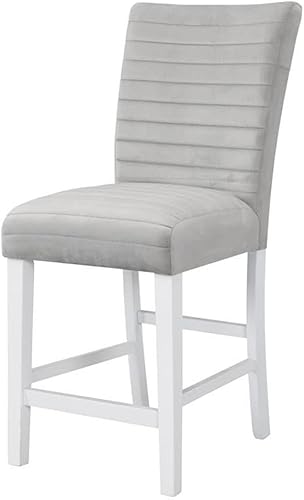 Acme Juego de 2 sillas de altura de mostrador, gris y blanco