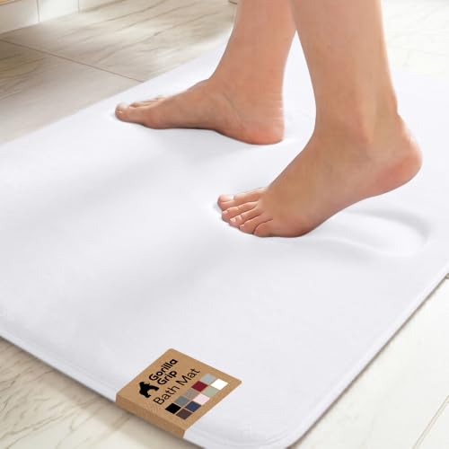 GORILLA GRIP® Memory Foam Bath Rug for Bathroom, 24x17 White