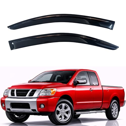 Image of KPY Rain Guards Fit for 2004-2015 Nissan Titan King Cab, Out-Channel Window Visors Vent Wind Deflectors 2PC, Truck Accessories for 04-15 Titan (Extended Cab Only)