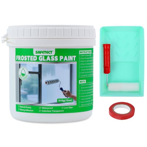 Safetect 18 oz Frosted Glass Paint, Waterproof Window Privacy Paint, Water-based & UV Resistant,...