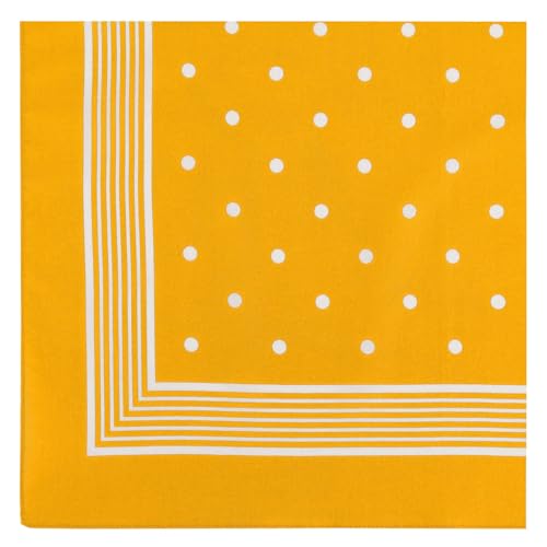 modAS Vierecktuch Bandana Kopftuch ca. 54x54 cm- Tuch in verschiedenen Designs und Farben aus Baumwolle in Gelb mit Punkten