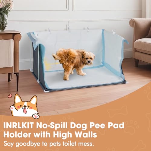Image of Dog Pee Pad Holder with High Walls, Portable Dog Litter Box for Inside Potty, Splash-Proof Pee Shield Pad Holder Tray for Puppies Small and Medium Dogs