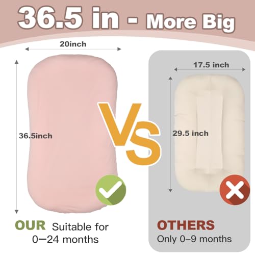 Image of Infant Support Cushion -Baby Support Cushion for Newborn, Oversized for 0-24 Months (36.5*20 inchs), Tummy Time Mat for Home and Travel, Soft Cotton, Supervised Use, Baby Essentials Gift -includ cover