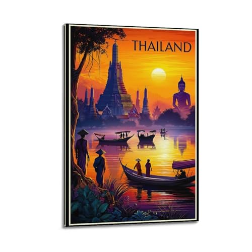 Poster de voyage Thaïlande affiche moderne toile coucher de soleil