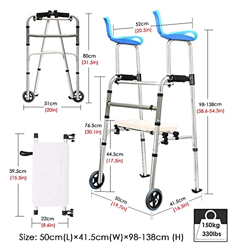 Cadre de marche pour personnes âgées compact et pliable verticalement - 4
