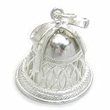 Argento sterling .925 Campana grande charm in argento sterling .925 x 1 battente mobile Matrimonio in chiesa