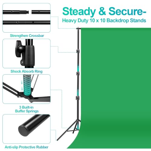 Image of EMART Photography Lighting Kit with 10x10Ft Heavy Duty Backdrop Stand Kits