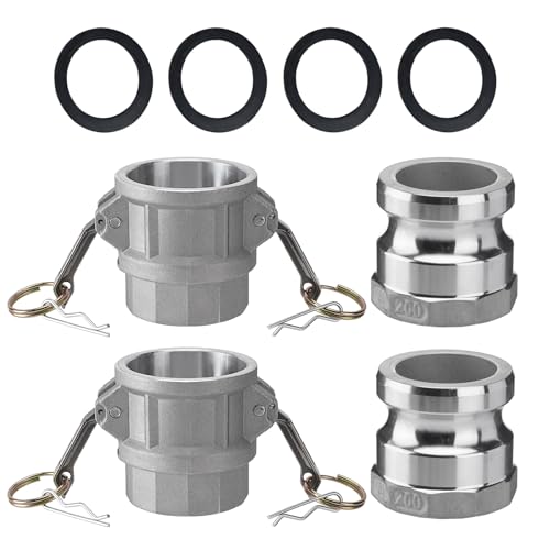 SPARKWHIZ 2 PCS Aluminum Camlock (2" part D) Cam & Groove Hose Fittings+2 PCS Aluminum Global Type A Cam and Groove Hose Fitting+with 4 PCS Camlock Gasket Fitting (2") by SPARKWHIZ - Used condition - US$21.22