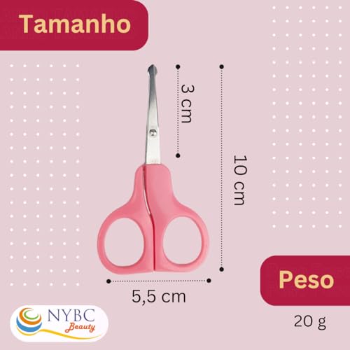 Tesoura Infantil Cabo Plástico Rosa - NYBC Beauty - TUIR-98