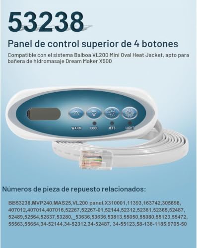 Miniatura 2 de Ctcar 53238 Panel De Control De Repuesto Con Pantalla Led Panel De Control Whirlpool De 4 Botones Para Sistemas Balboa Vl200 Heat Jacket