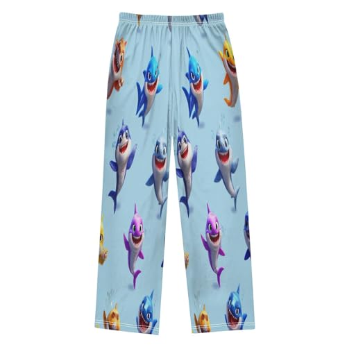 Vibrant Cute Little Sharks Lounge Pajama Pants Soft PJ Bottoms for Sleepwear Ages 6-14 Years2
