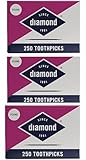 Diamond Round Toothpicks 250ct, 3 Pack Total 750