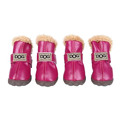ZEKOO Dog Shoes for Winter Snow Dog Boots Anti Slip Waterproof Paw Protectors for Small Dogs Puppy Booties Soft Rubber Sole Sneaker(Size 2, Pink)