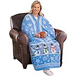 Collections Etc Snowman and Snowflake Soft Fleece Blanket Cuddle Wrap