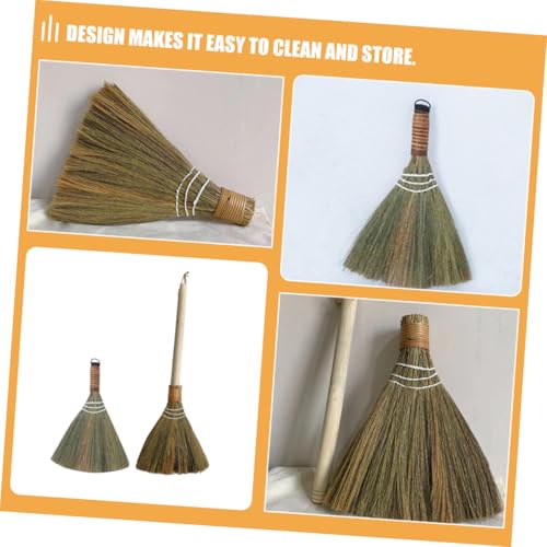 GLEAVI 2stücke Handgefertigter Gewebter Besen Abnehmbarer Griff Tischbesen Rustikaler Haushaltsbesen Für Innen Und Außen Reinigung – Bild 4