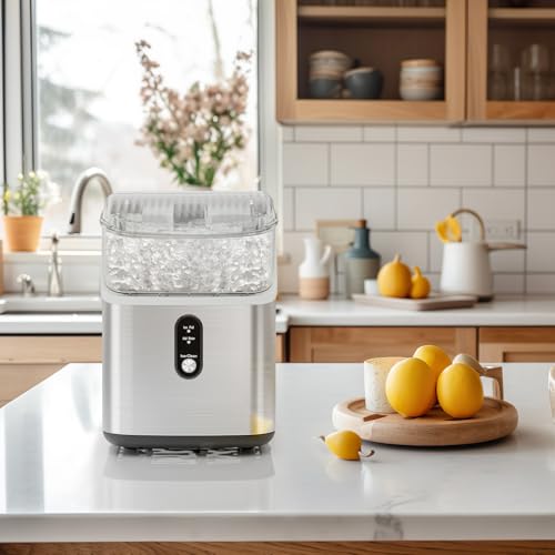Image of Antarctic Star Nugget Ice Makers Countertop, Portable Ice Maker Machine with Self-Cleaning, 35lbs /24H, Crushed Ice Machine with Handle & Scoop for Home, Kitchen, Office and Camping(Stainless Steel)