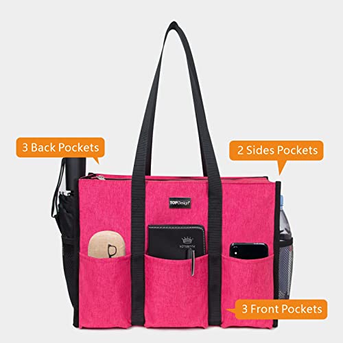 Image of TOPDesign Utility Water Resistant Tote Bag with 13 Pockets, Top Zipper Closure & Thick Bottom Support, for Working Women