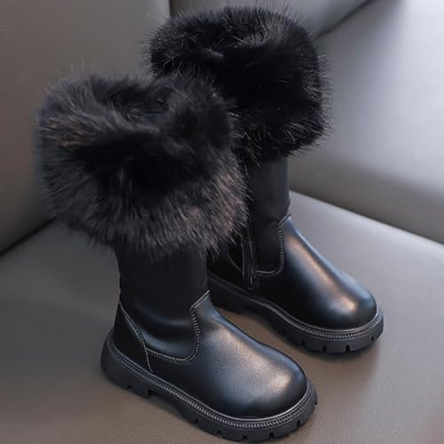 IWIHMIV Toddler Girls Riding Boots Side Zipper Thick Soled Long Boots Casual Non Slip Leather High Booties3