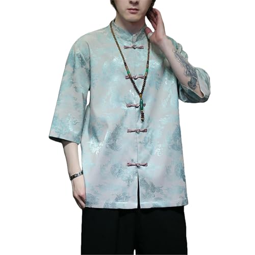 Chemise en jacquard de soie glacée pour homme au style chinois raffiné