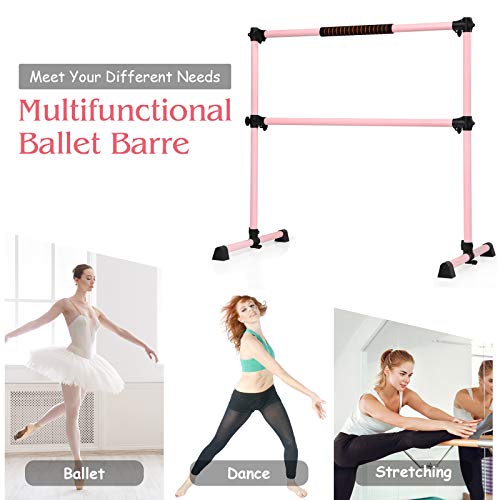 Goflame Ballet Barre Portable Double, 4Ft Freestanding Ballet Barre Adjustable, Heavy Duty Dancing Stretching Ballet Bar For Home, Dance Barre, Fitness Ballet Bar (Pink) #TOP2