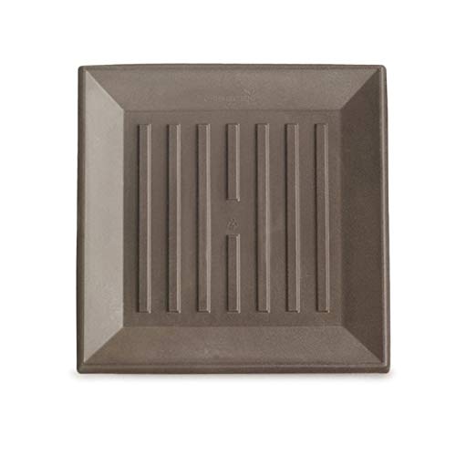 Crescent Garden Universal Square Plant Saucer, Modern XL Durable Drip Tray for Square Planter, Heavy-Duty Plastic Drainage Dish, Large Outdoor Flowerpot Saucer - 16'' Inner x 19.75" Outer (Mocha)