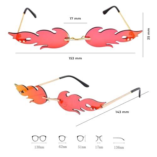 Image of Fire style Glasses Sun Glasses Stylish and Trendy party glasses Multicolor | Fire Flame Sunglasses Flame Rimless Sunglasses Rimless Wave Glasses Fire Shape Glasses Eyewear