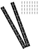 16-Inch Black Continuous & Piano Hinges - 2 PCS Heavy Duty Stainless Steel Butt Hinges with Hole - 0.05' Thickness, 1.2' Open Width - Ideal for Folding Cabinet Doors - Includes 32pcs Screws