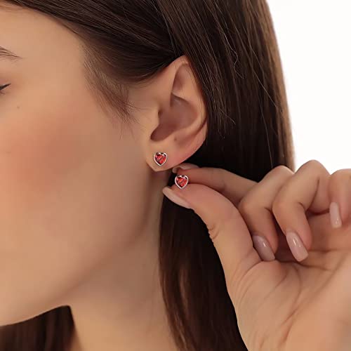 Iefil S925 Sterling Silver Heart Birthstone Stud Earrings for Women, Mothers Day Gifts Earrings2