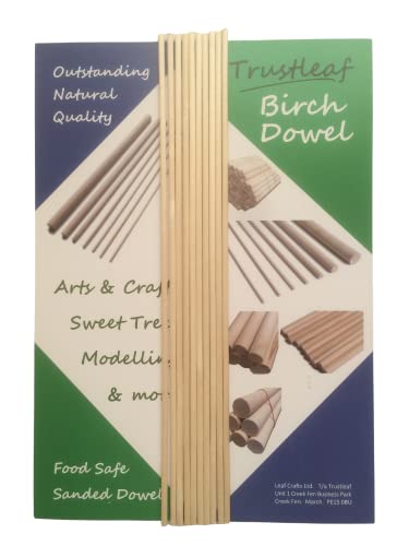 Trustleaf 4mm x 30cm Birch Hardwood Wooden Dowels (10 Dowels)