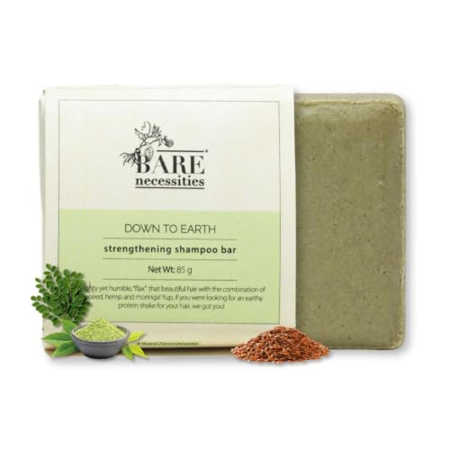 Image of Bare Necessities Flaxseed & Moringa Natural Shampoo Bar for Moisturizing, Detangle for Soft Shiny Hair | Paraben free shampoo | Plant-based Protein shampoo for Dry and Frizzy hair - 85g