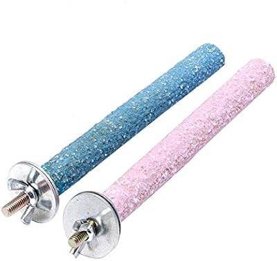 QTJUST Wood Perch Stand Chew Paw Grinding Stick Toy Colorful Pet Bird Harness Cage Stand Platform for Bird Parrot Budgies Parakeet Cockatiels Cage Accessories