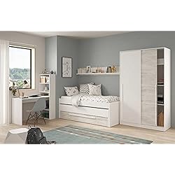 Muebles Mato Somieres Miroytengo Pack Muebles Dormitorio Juvenil Completo Blancos Modernos (Cama + Armario + Escritorio) Incluye SOMIERES