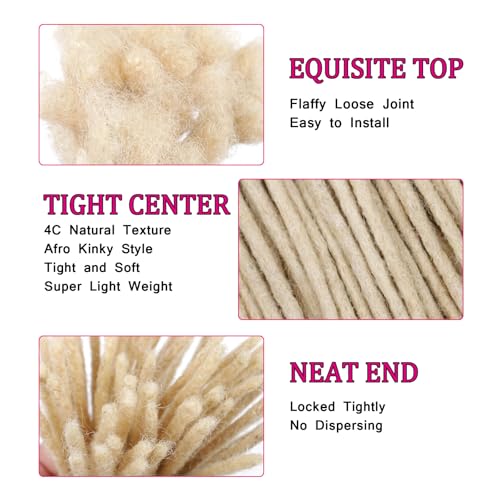 Huarisi 12 Inch 60 Strands 613 Blonde Dreadlocks Extensions Human Hair 0.6cm Thickness Handmade Permanent Loc Extensions Real Hair for Women Can Be Curled and Twisted - Image 4